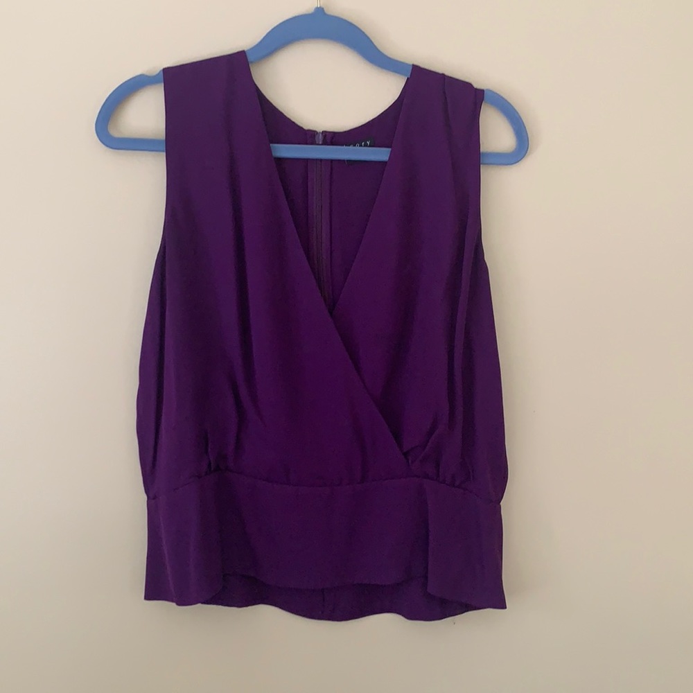 Theory Silk Wrap Style Purple Blouse